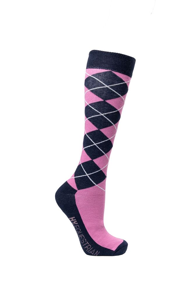 Hy Equestrian Synergy Argyle Socks - Pack of 3 (Riviera/Grape)