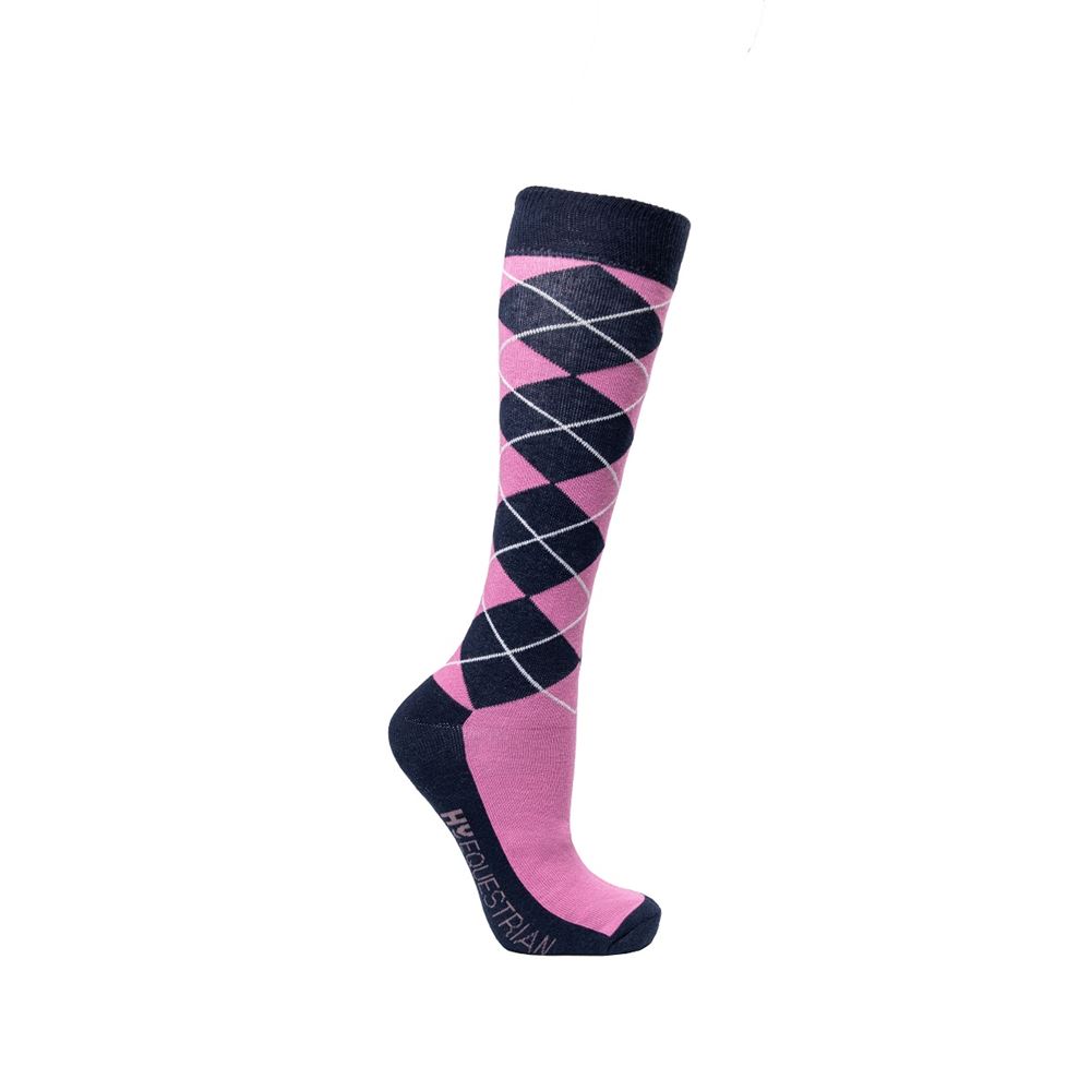 Hy Equestrian Synergy Argyle Socks - Pack of 3 (Riviera/Grape)