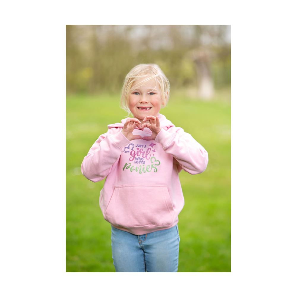 British Country Collection Just A Girl Who Loves Ponies Hoodie - Child (Baby Pink)