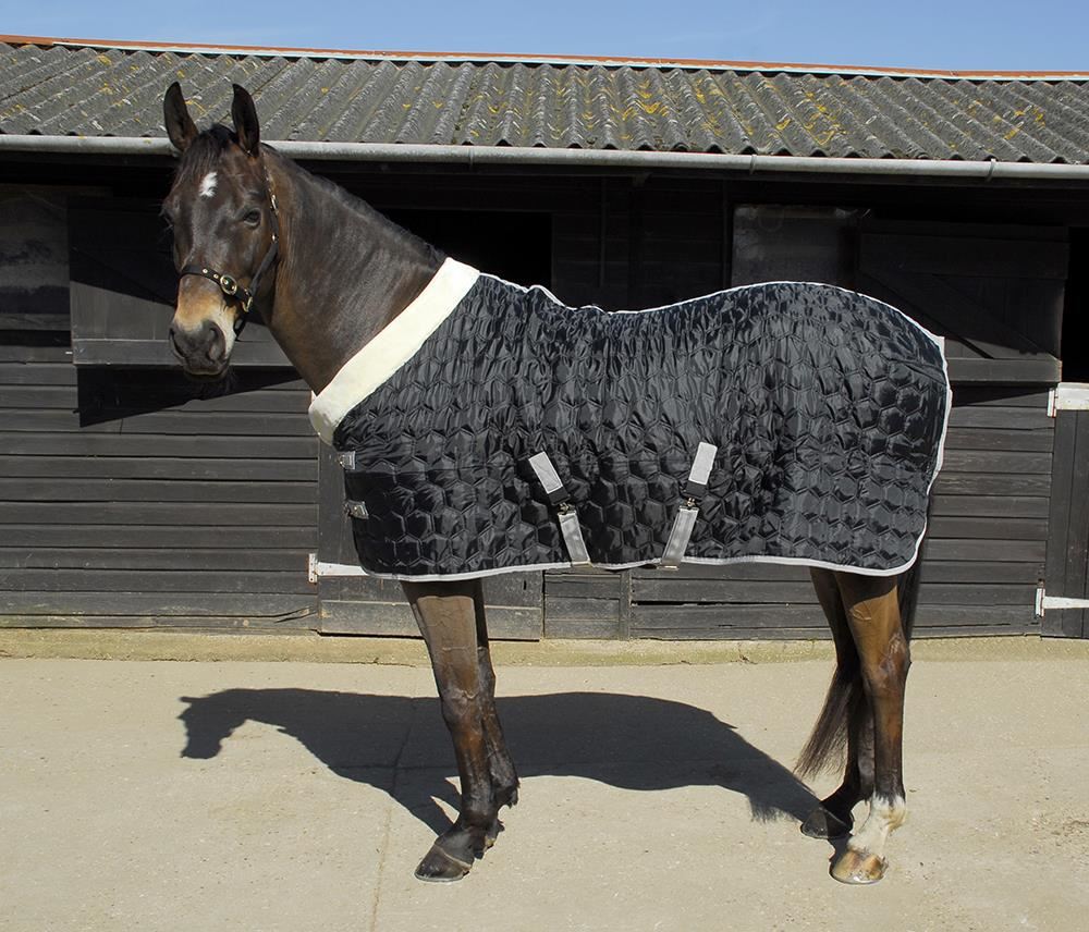 Rhinegold Detroit Hexagon Stable Quilted Rug (Black)