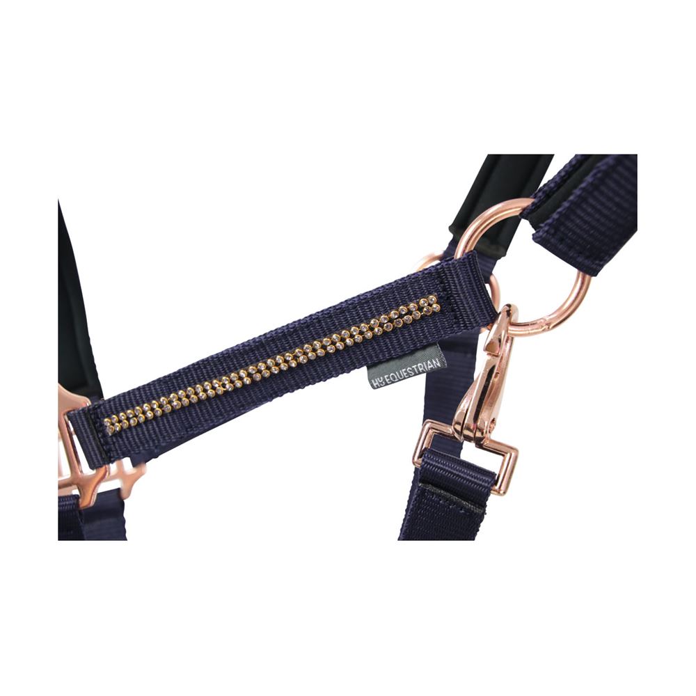 Hy Equestrian Sparkling Head Collar & Lead Rope Set (Black)