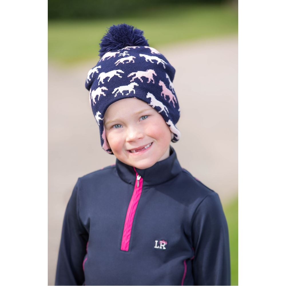 Hy Equestrian Flaine Children's Hat and Headband Set (Navy/Pink)